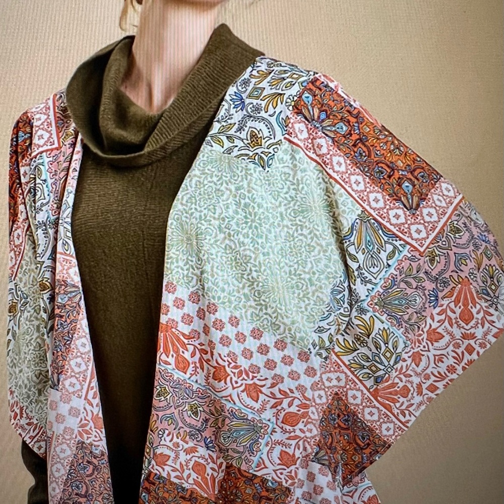 Umgee Red and Orange Bohemian Cape